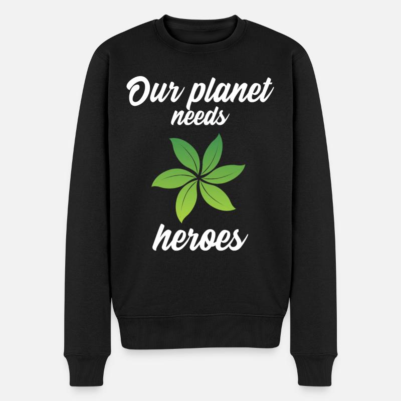 Our planet needs heroes - Männer Premium Bio Pullover - Schwarz