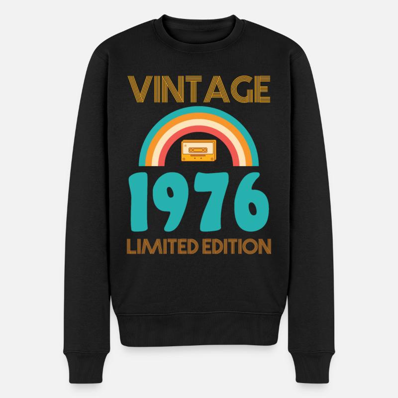 Retro Classic 1976 - Männer Premium Bio Pullover - Schwarz