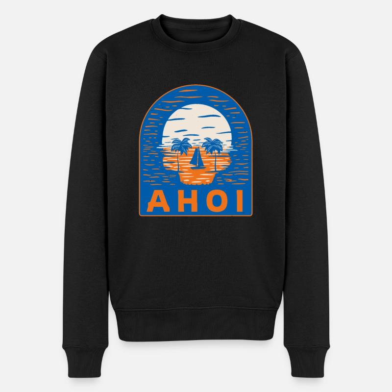 Skelett Küste Ahoi Strand Segelboot Segler Kapitän - Männer Premium Bio Pullover - Schwarz