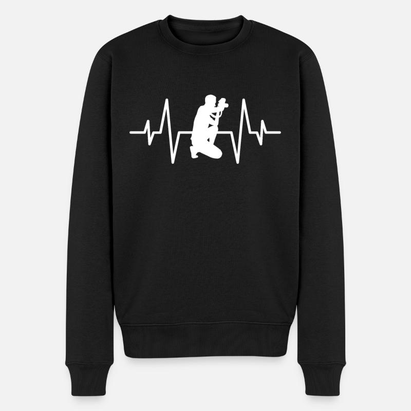 Fotograf Herzschlag - Männer Premium Bio Pullover - Schwarz