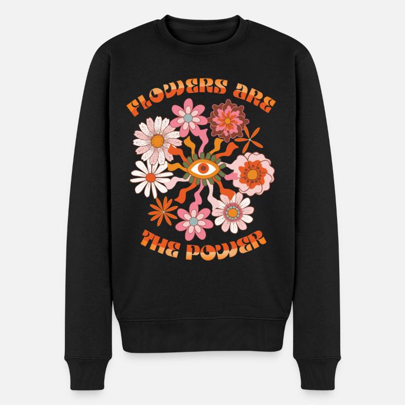 Vintage-1970 Retro-70er Jahre Groovy Blumen Spruch - Männer Premium Bio Pullover - Schwarz