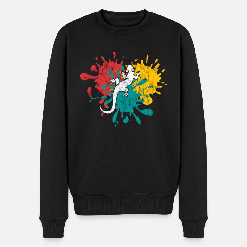 Eidechse - Männer Premium Bio Pullover - Schwarz