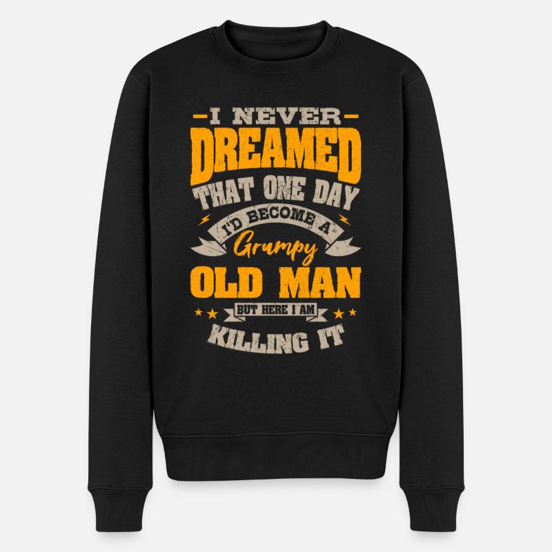 Mürrischer Alter Mann Opa Großvater Vatertag - Männer Premium Bio Pullover - Schwarz