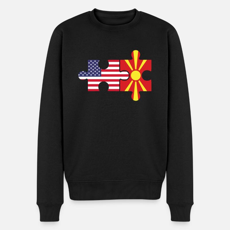 Macédoine drapeau américain, Macédoine - Pull Premium bio Homme - noir