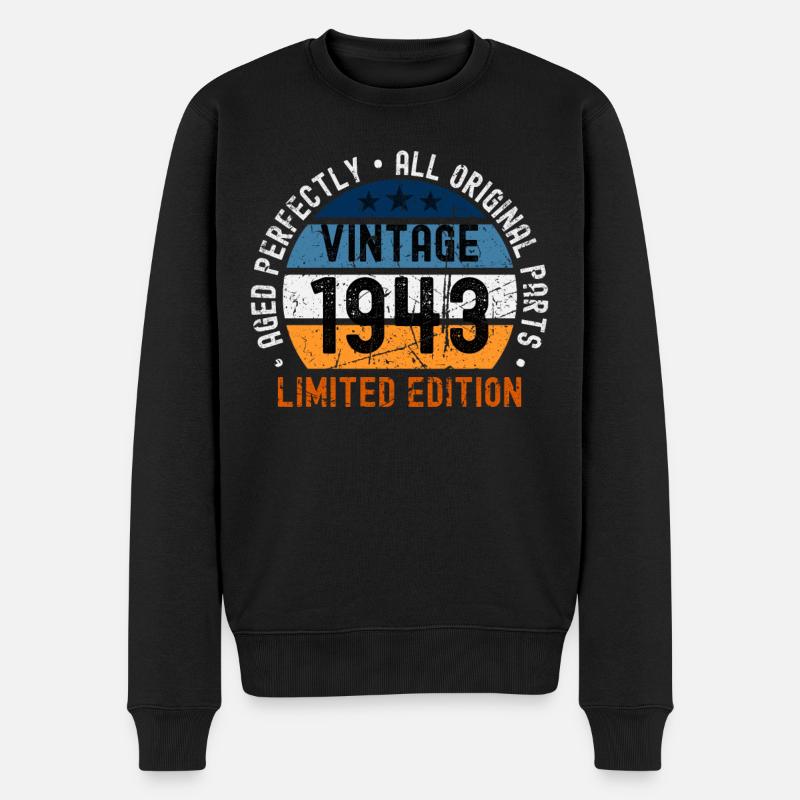 80e anniversaire millésime 1943 - Pull Premium bio Homme - noir