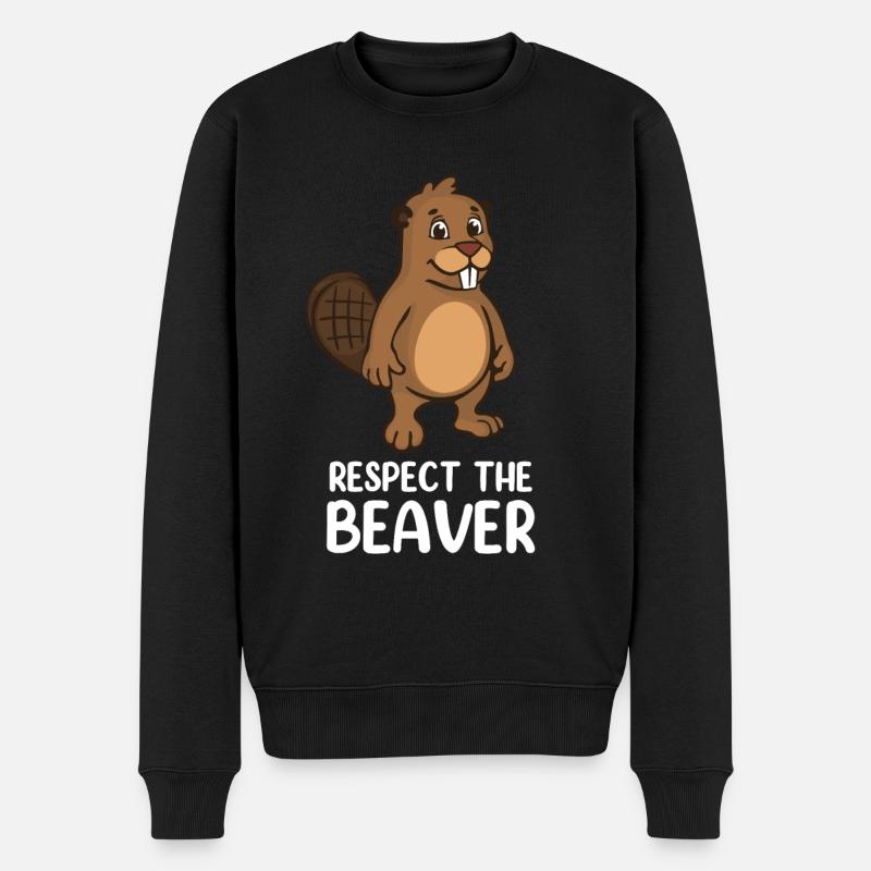 Respect The Beaver - Männer Premium Bio Pullover - Schwarz