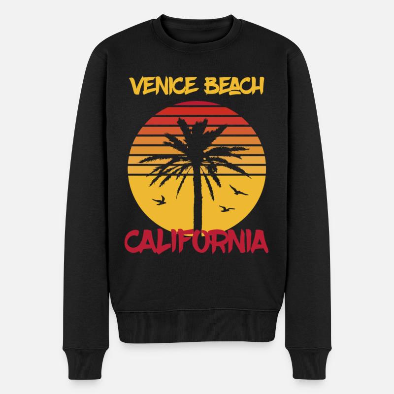 Californie Venice Beach Palm Ocean Surf - Pull Premium bio Homme - noir