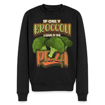 Brokkoli, lustiger Spruch, Witz, Pizza-Witz - Männer Premium Bio Pullover - Schwarz - Vorne - Nico (187cm)