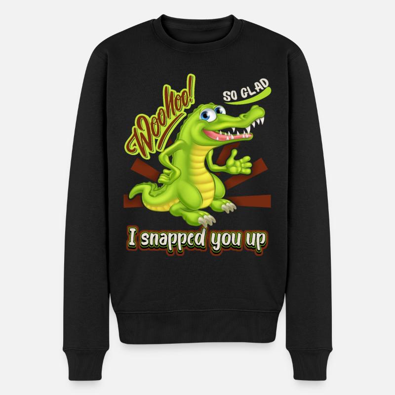Krokodil-Crocodile, lustiger Spruch, Valentinstag - Männer Premium Bio Pullover - Schwarz