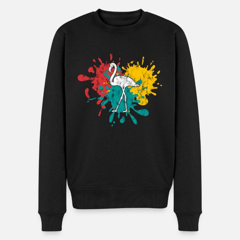 Flamingo - Männer Premium Bio Pullover - Schwarz
