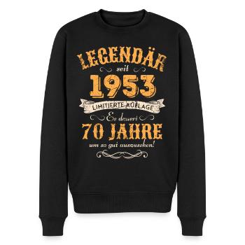 70. Geburtstag Vintage 1953 - Männer Premium Bio Pullover - Schwarz - Vorne - Nico (187cm)