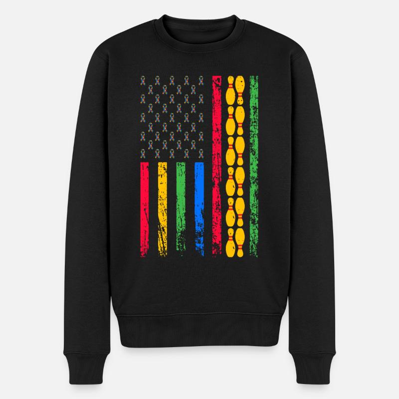 Drapeau sportif américain - Pull Premium bio Homme - noir