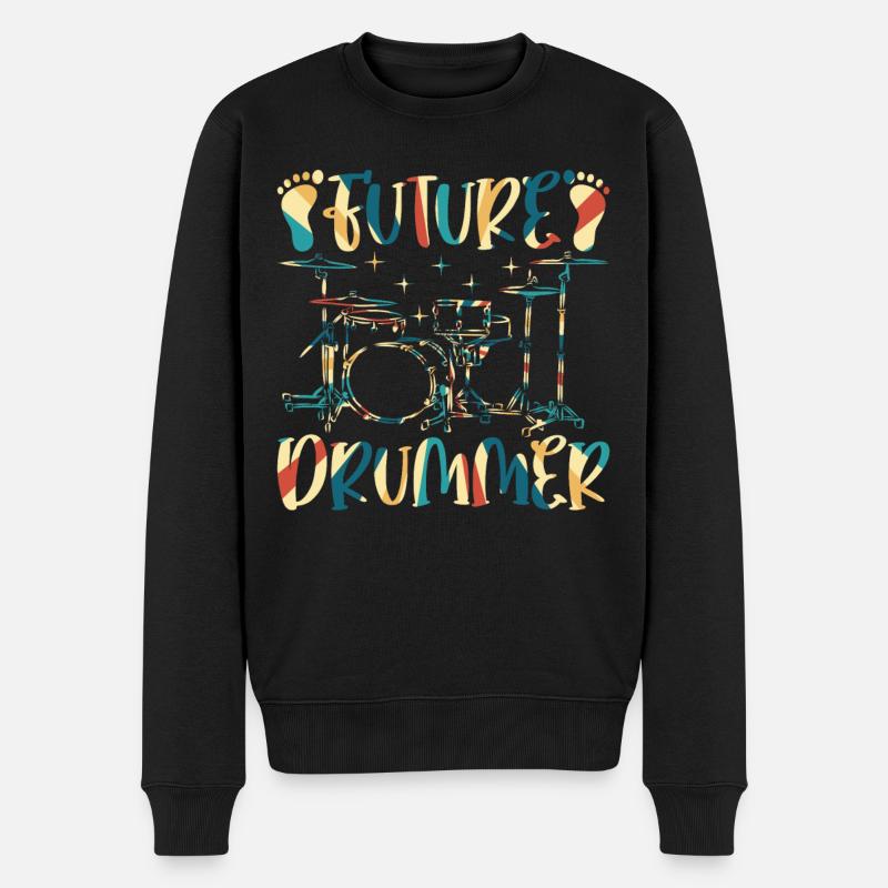 Future Drummer Buddy - Newborn Drummer Baby - Männer Premium Bio Pullover - Schwarz