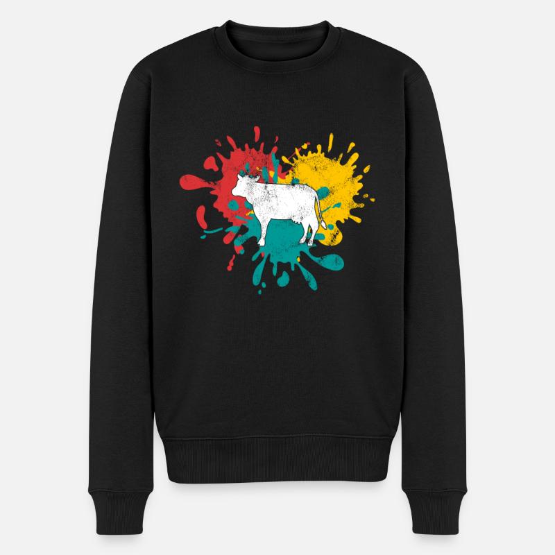 Kuh - Männer Premium Bio Pullover - Schwarz