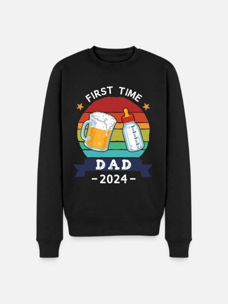 First Time Dad 2024 - Männer Premium Bio Pullover - Schwarz