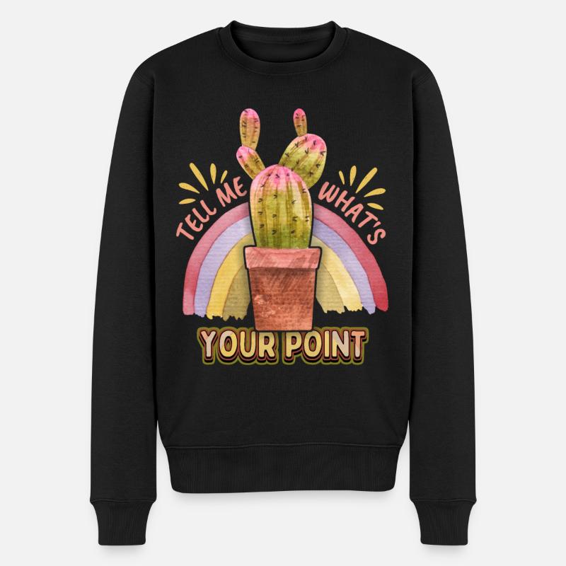Kaktus-Illustration, Kakteen, Stacheln Spruch, Pun - Männer Premium Bio Pullover - Schwarz