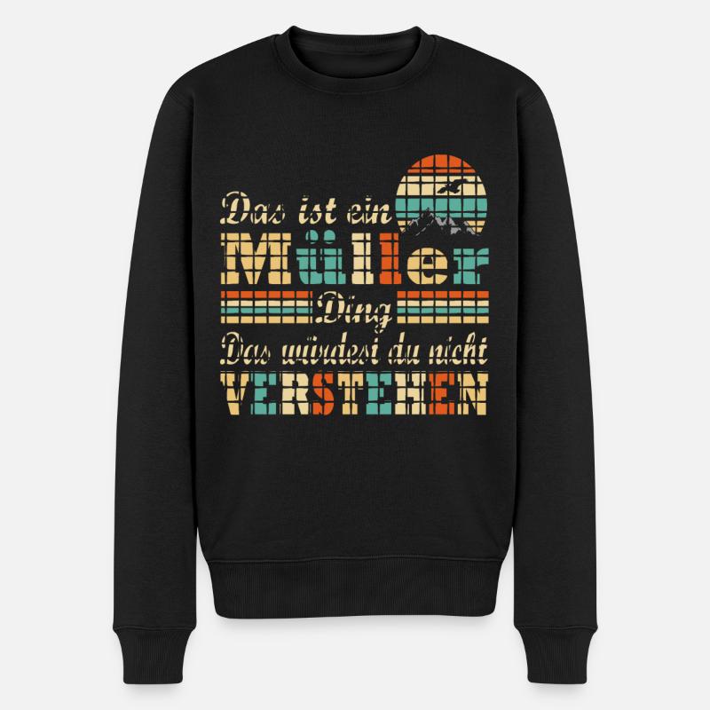 Name Müller - Männer Premium Bio Pullover - Schwarz