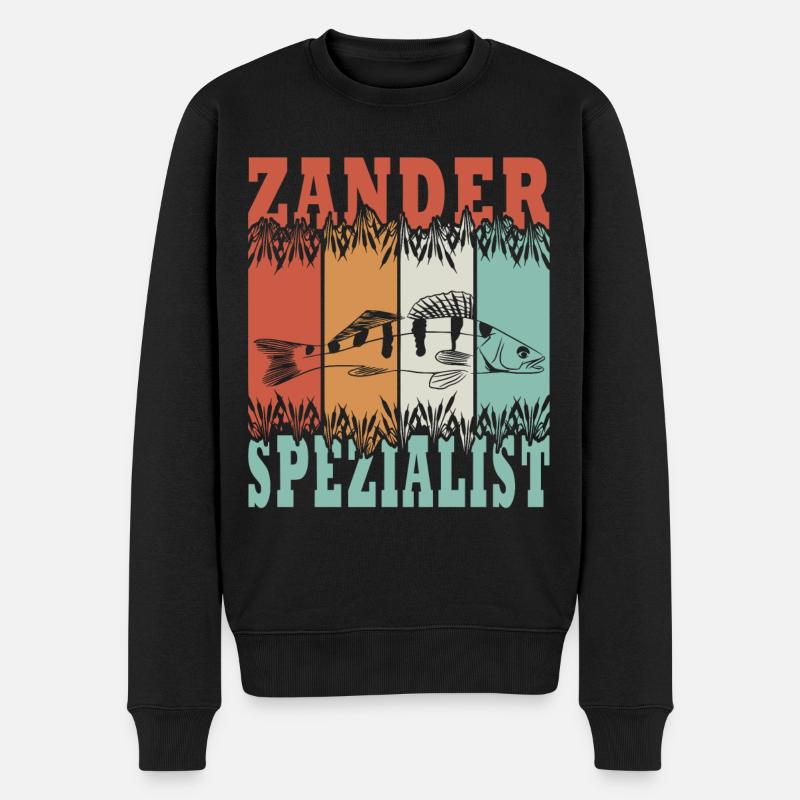 Zander Spezialist - Angeln, Angler Geschenk - Männer Premium Bio Pullover - Schwarz