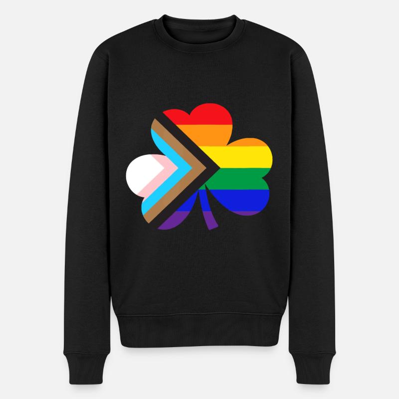 St. Patricks Day LGBTQ Gay Progress Pride Kleeblatt - Männer Premium Bio Pullover - Schwarz