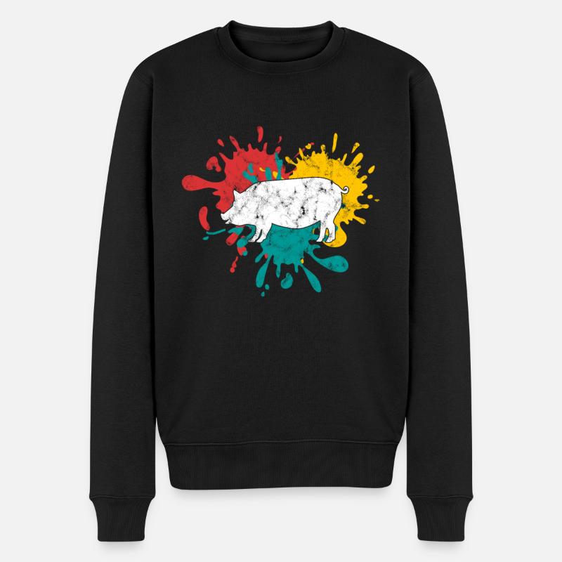 Schwein - Männer Premium Bio Pullover - Schwarz