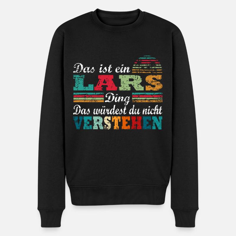 Lars LARS Vorname - Männer Premium Bio Pullover - Schwarz