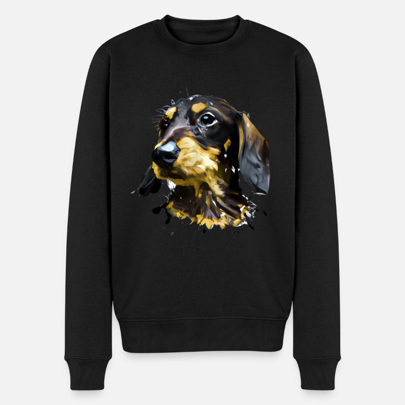 Bunter Dackel - Männer Premium Bio Pullover - Schwarz