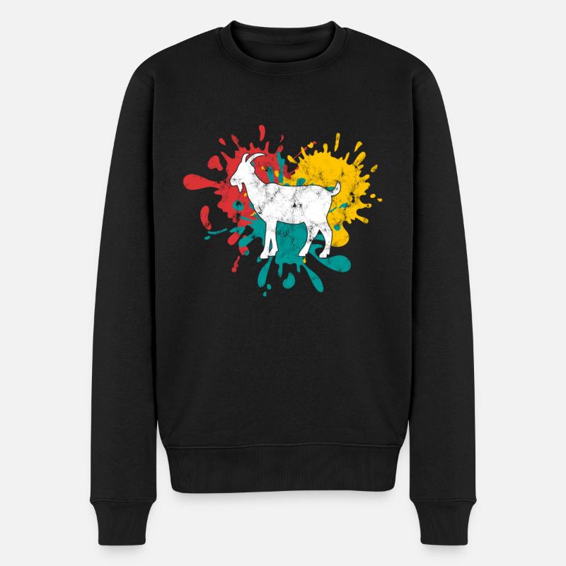 Ziege Silhouette - Männer Premium Bio Pullover - Schwarz