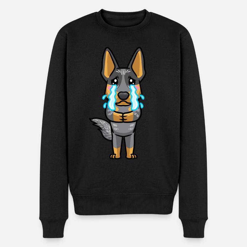 Émoticône Kawaii du bouvier australien Blue Heeler - Pull Premium bio Homme - noir
