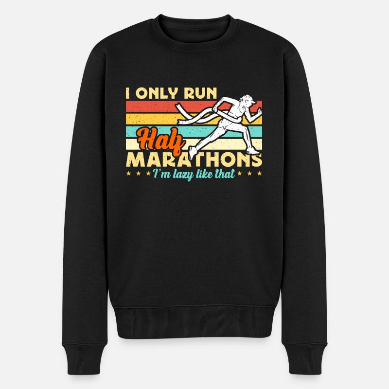 Semi-marathon Je ne cours que des semi-marathons Retro Race - Pull Premium bio Homme - noir