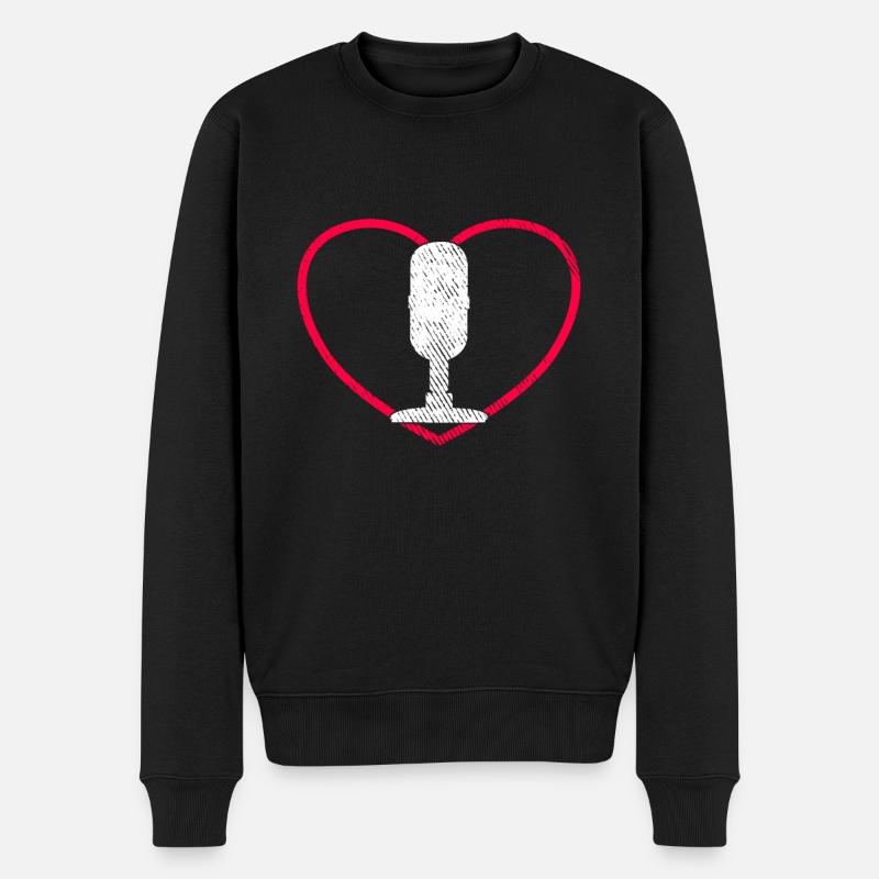 Microphone Podcast Love Heart - Pull Premium bio Homme - noir
