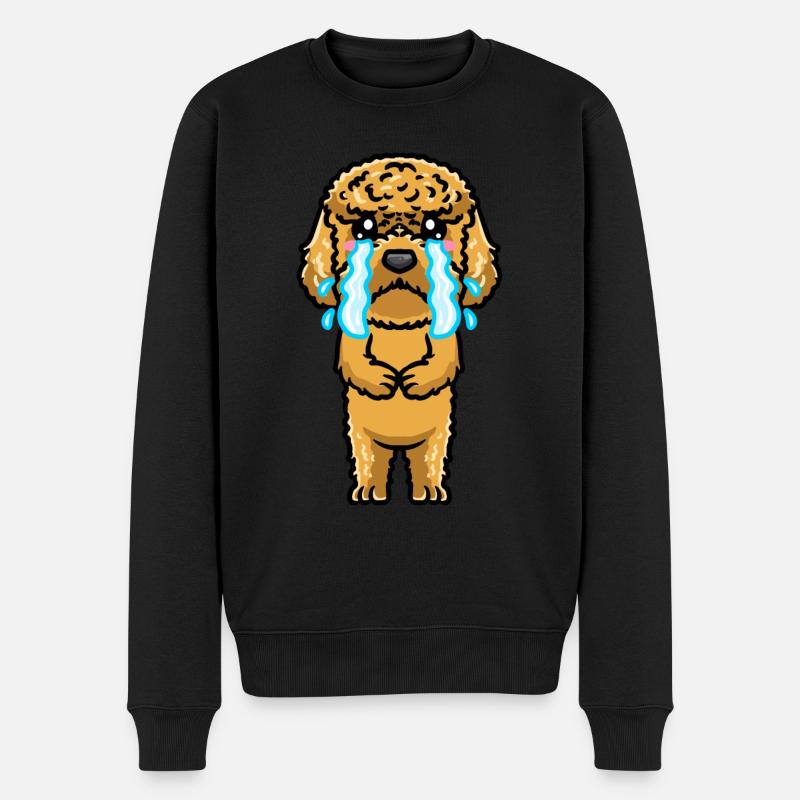 Kawaii Cockapoo Hund Traurig Weinen Emoticon - Männer Premium Bio Pullover - Schwarz