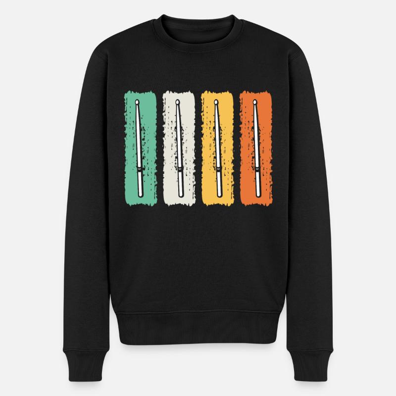 Retro Drumsticks Drummer Drum Player - Retro Drums - Männer Premium Bio Pullover - Schwarz