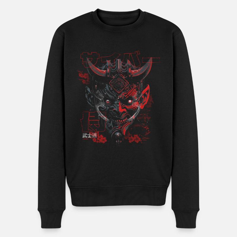 Cyber Samurai - Bushido Oni - Männer Premium Bio Pullover - Schwarz