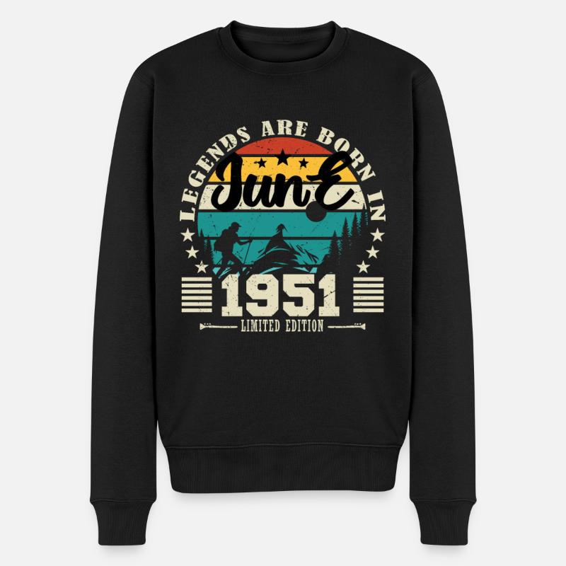 Juni 1951. Geburtstagsgeschenk Juni 1951. Juni. - Männer Premium Bio Pullover - Schwarz