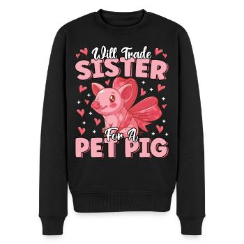 Échangera sa sœur pour un cochon de compagnie mignon fermier drôle - Pull Premium bio Homme - noir - Devant - Nico (187cm)