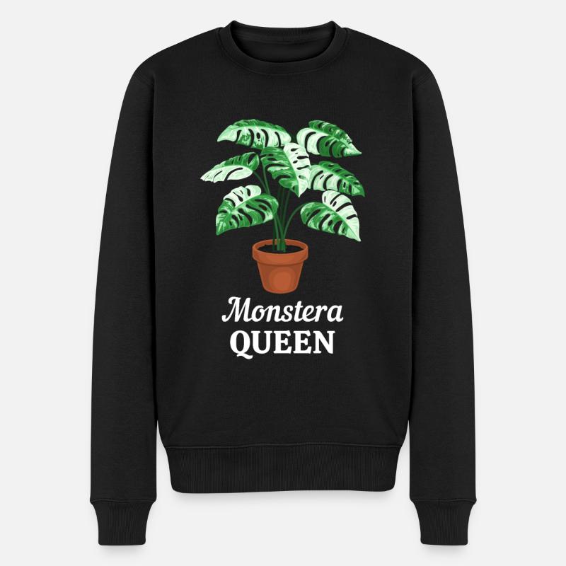 Monstera Queen - Männer Premium Bio Pullover - Schwarz