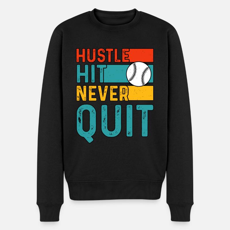 Hustle Hit Never Quit Baseball - Pull Premium bio Homme - noir