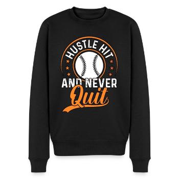Hustle Hit und nie aufhören Baseball - Männer Premium Bio Pullover - Schwarz - Vorne - Nico (187cm)