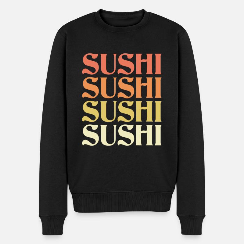Sushi Retro - Männer Premium Bio Pullover - Schwarz