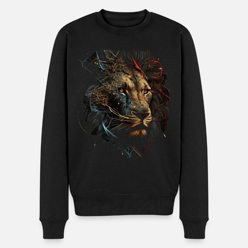 Zoo Löwe Geschenkidee Löwenmotiv Kunst Tier - Männer Premium Bio Pullover - Schwarz
