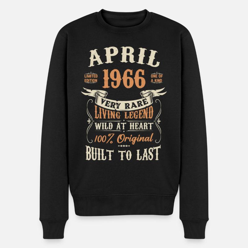 April 1966 Geburtstagsgeschenk - Männer Premium Bio Pullover - Schwarz