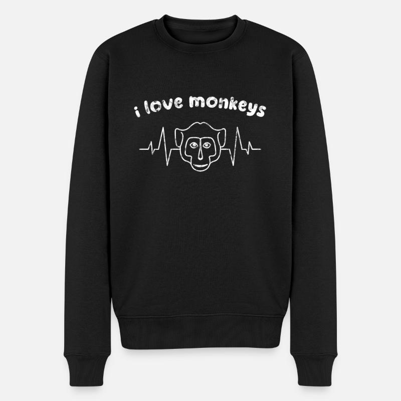 ich liebe Affen - Männer Premium Bio Pullover - Schwarz