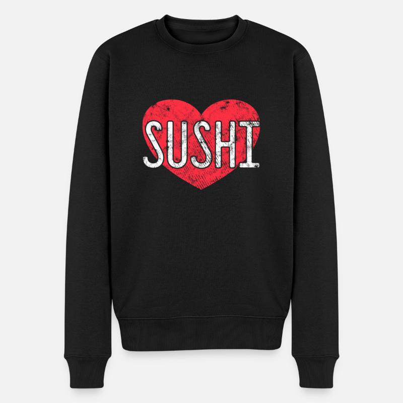 Sushi Herz - Männer Premium Bio Pullover - Schwarz