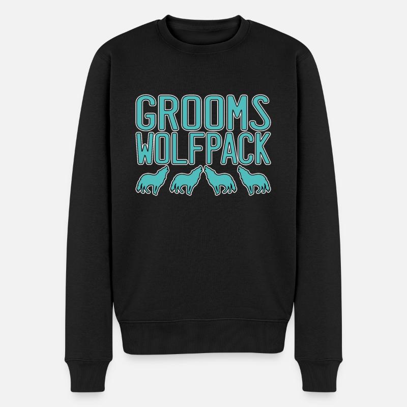Bräutigam`s Wolfsrudel - Männer Premium Bio Pullover - Schwarz