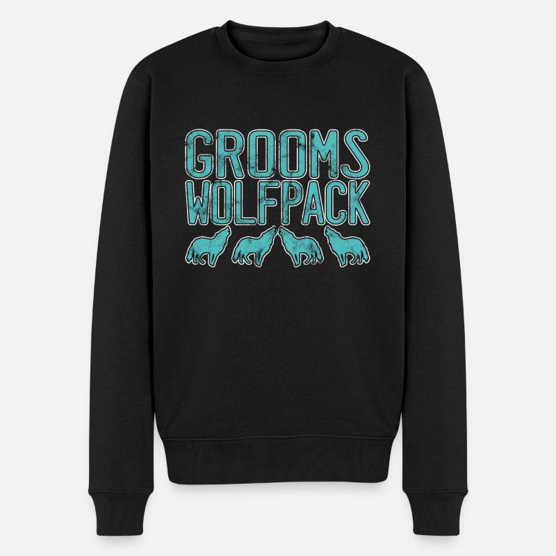 Bräutigam`s Wolfsrudel - Männer Premium Bio Pullover - Schwarz