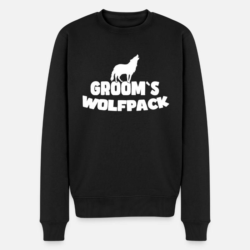 Bräutigam`s Wolfsrudel - Männer Premium Bio Pullover - Schwarz