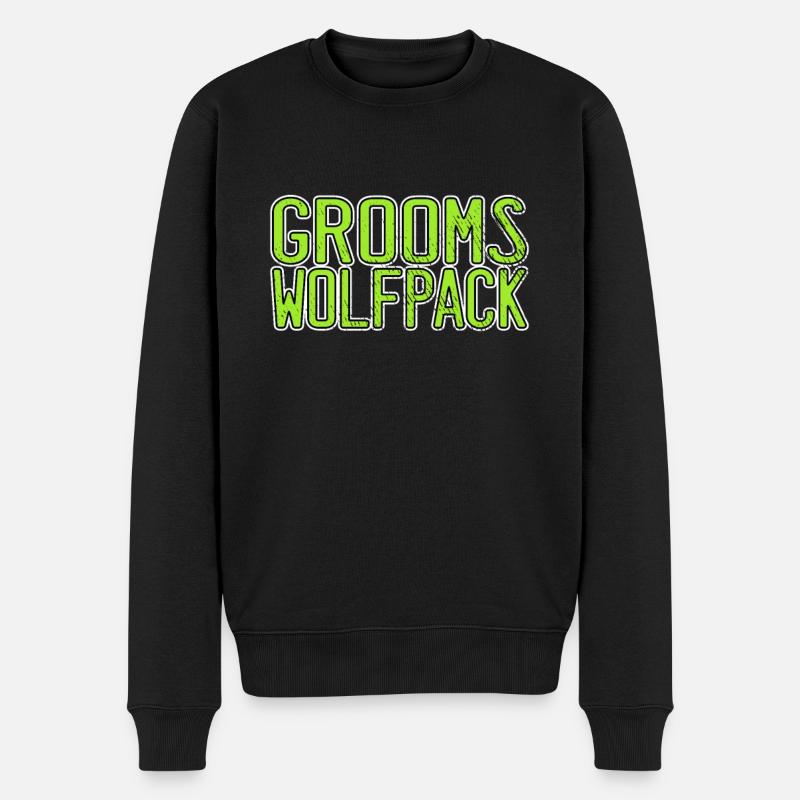 Bräutigam`s Wolfsrudel - Männer Premium Bio Pullover - Schwarz