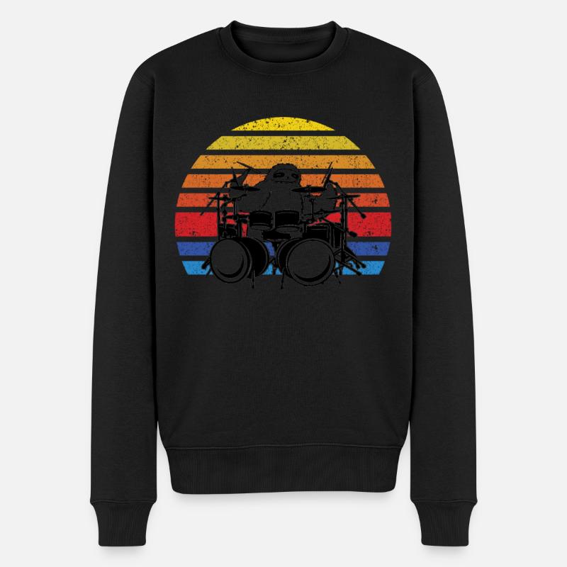 Sloth Drum Set Drumming Sloth Drummer - Männer Premium Bio Pullover - Schwarz