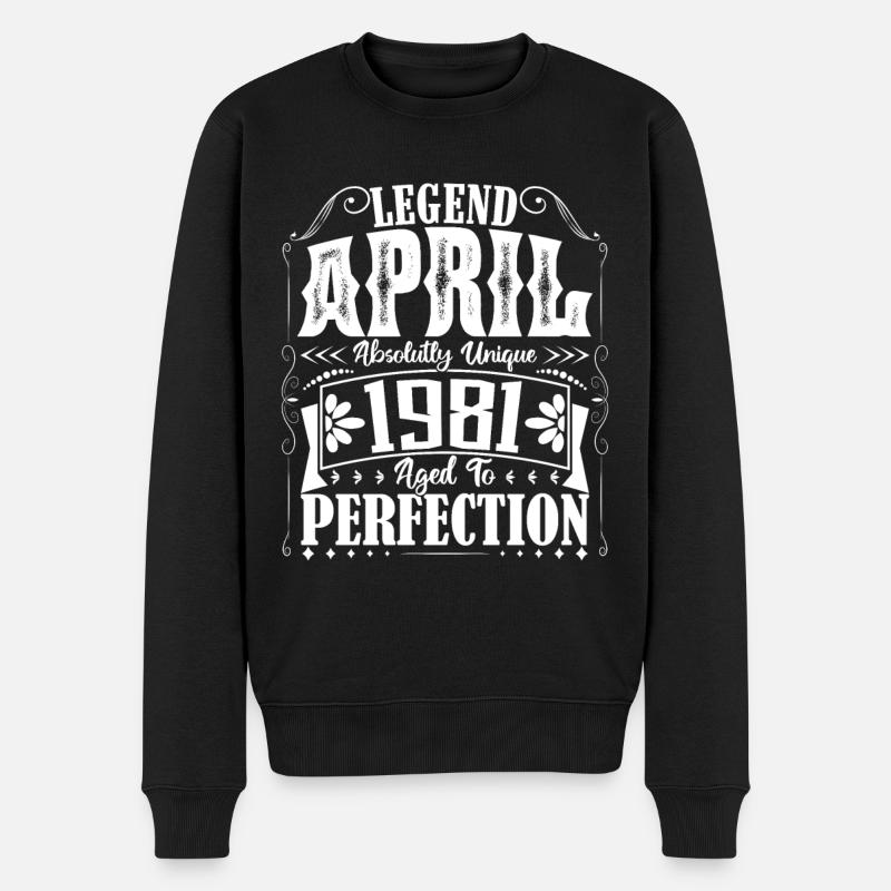 April 1981. Geburtstag April 1981. Geschenk 1981. - Männer Premium Bio Pullover - Schwarz
