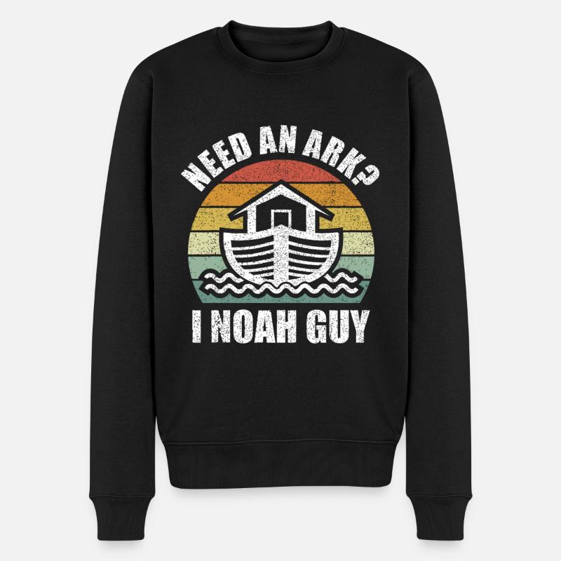 Retro Need an Ark I Noah Guy Idee Christian Giftsb - Männer Premium Bio Pullover - Schwarz